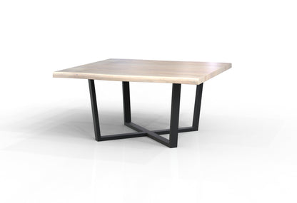 Malcolm 60" Acacia Live Edge Square Dining Table - New White Wash