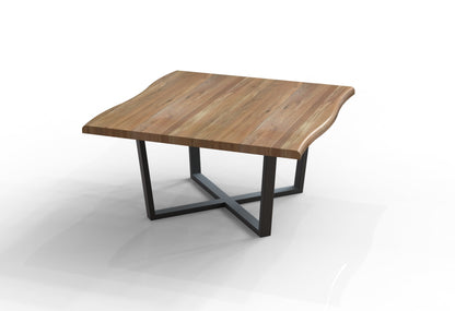Malcolm 60" Acacia Live Edge Square Dining Table - Natural + Gray