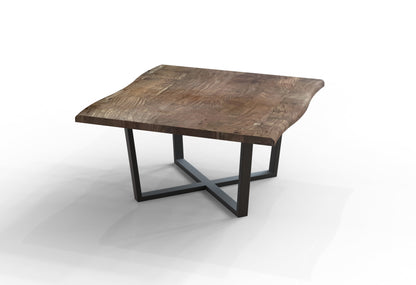 Malcolm 60" Acacia Live Edge Square Dining Table - Natural + Smoke