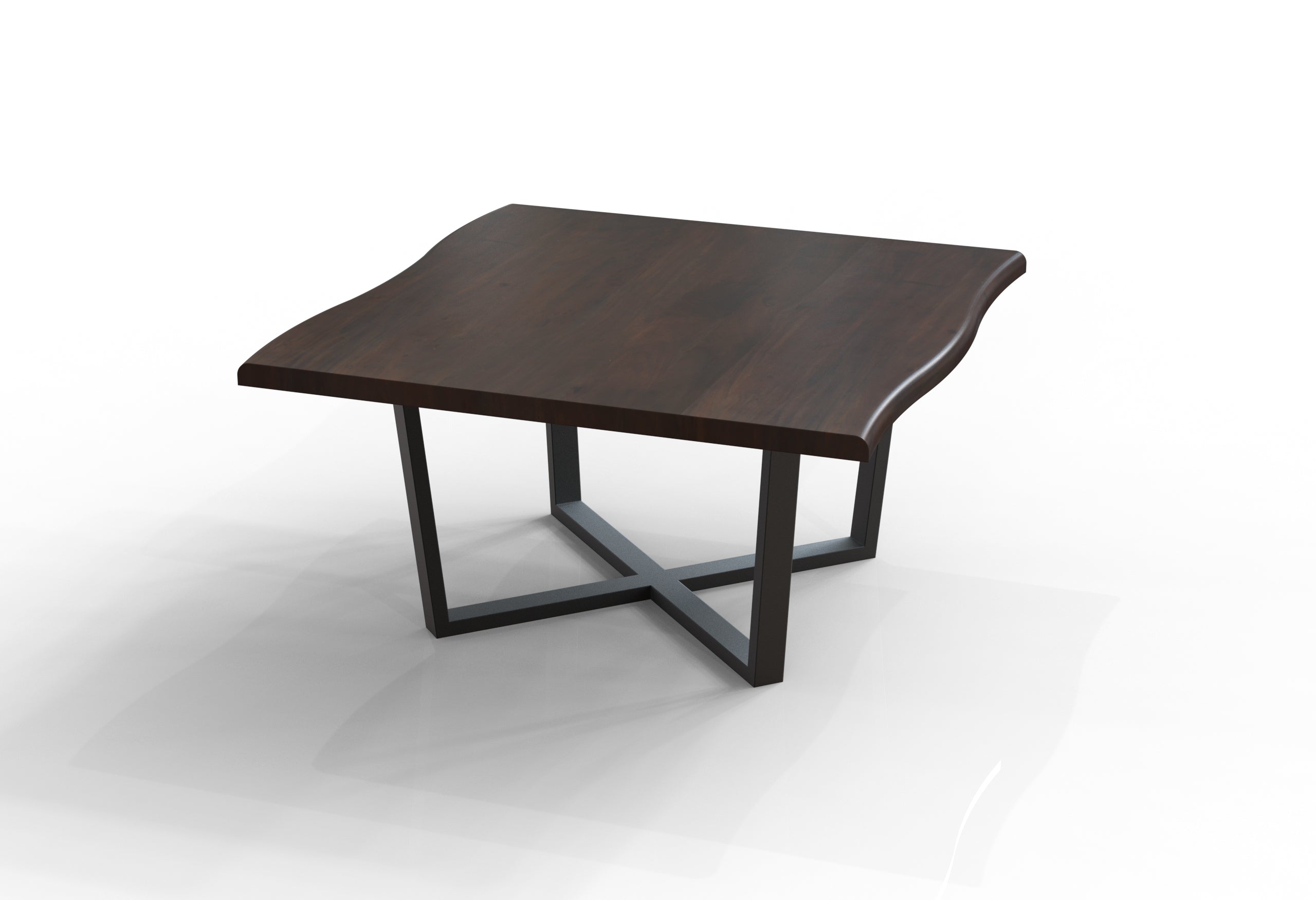 Malcolm 60" Acacia Live Edge Square Dining Table - Natural + Black