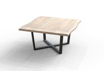 Malcolm 60" Acacia Live Edge Square Dining Table - New White Wash