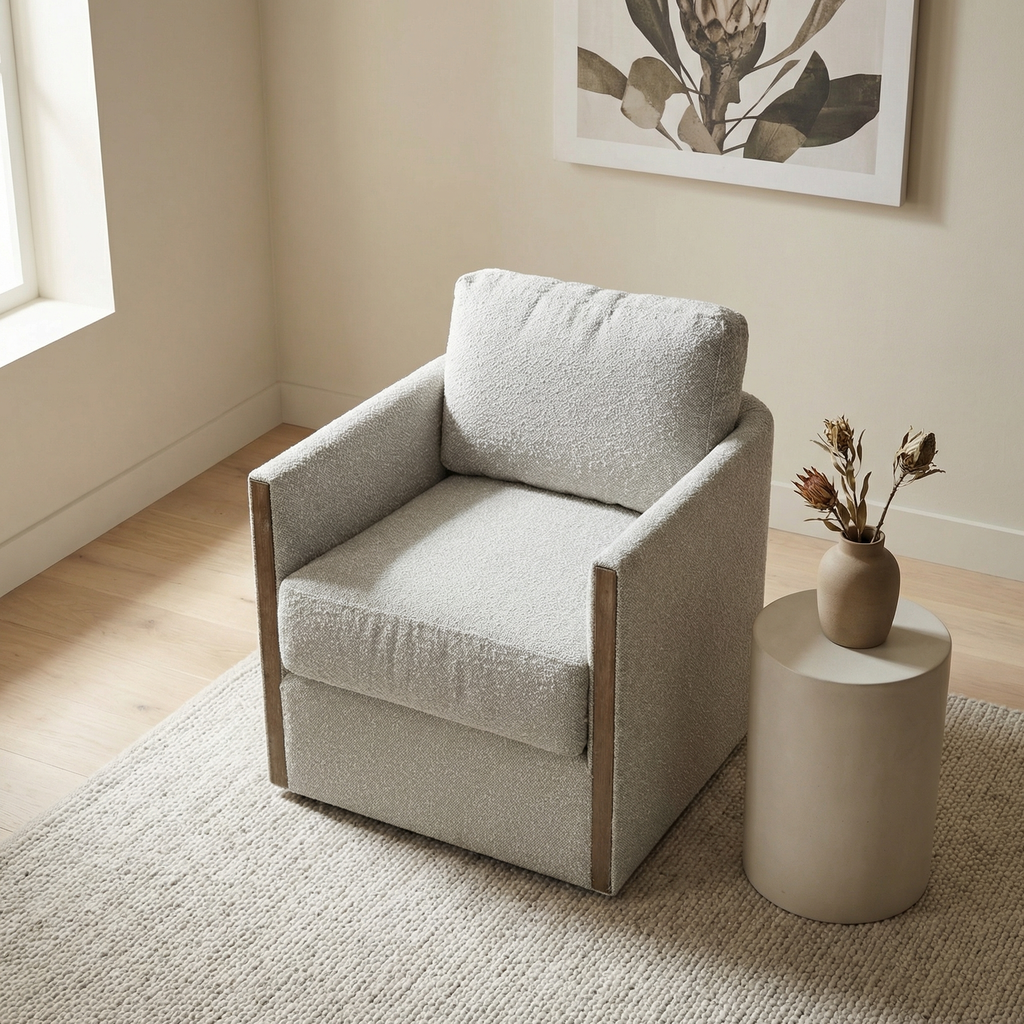 Drew 32" Swivel Chair - Boucle Sand