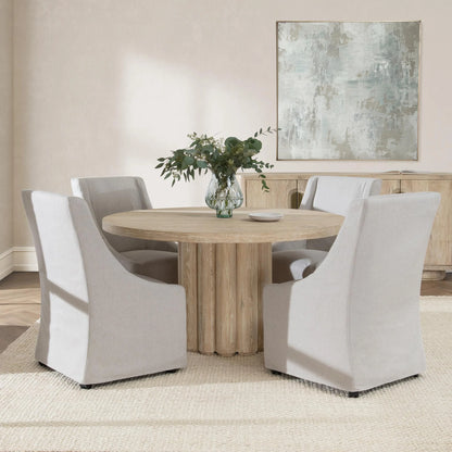 Timber 55" Round Dining Table - Cream Washed