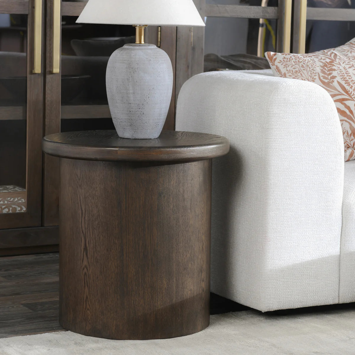 Rena 22" Round End Table - Coffee Brown