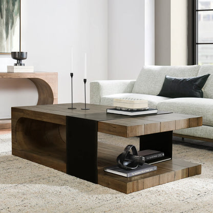 Doster 63" Reclaimed Oak Coffee Table - Natural + Iron