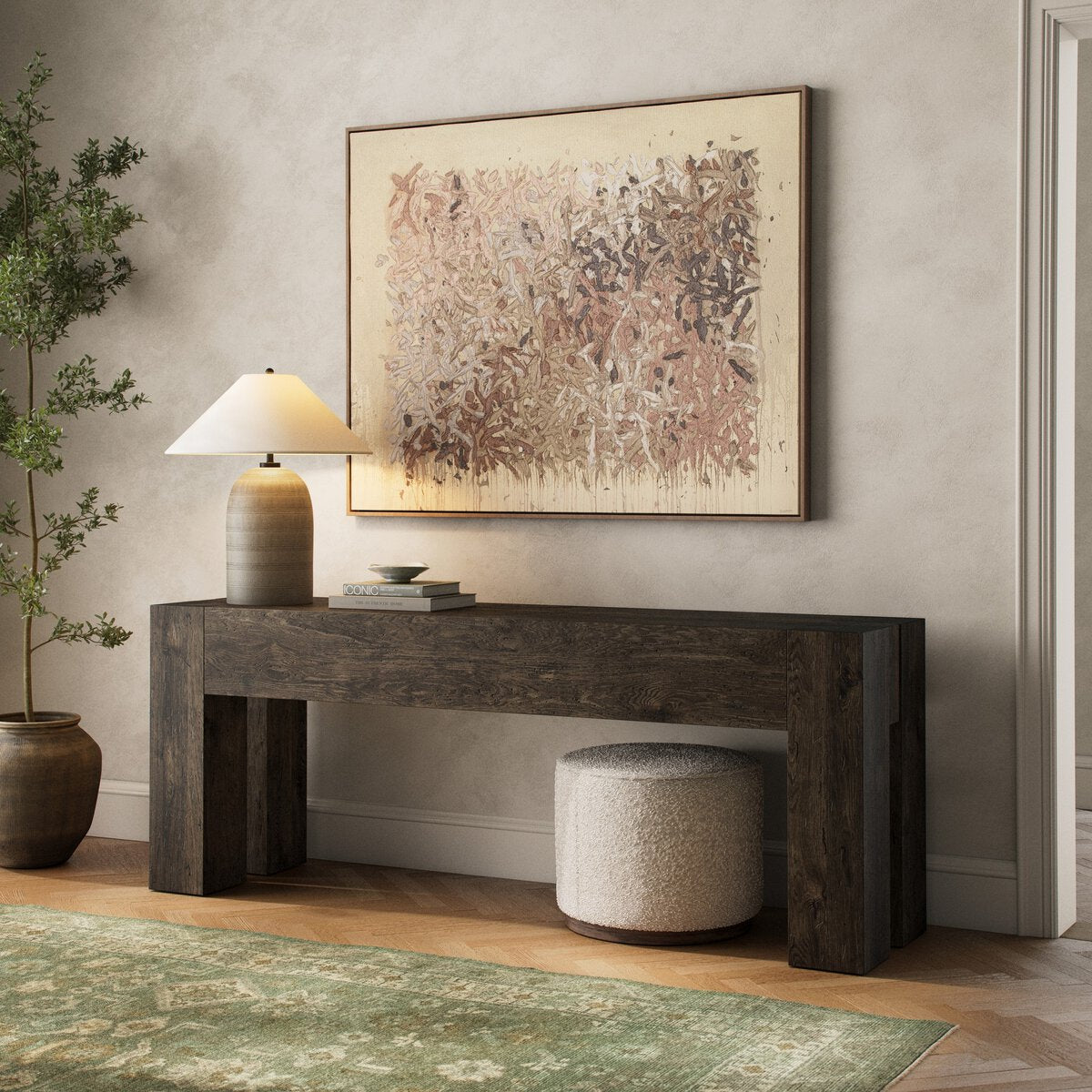 Remy 86" Console Table - Ebony Rustic Wormwood Oak