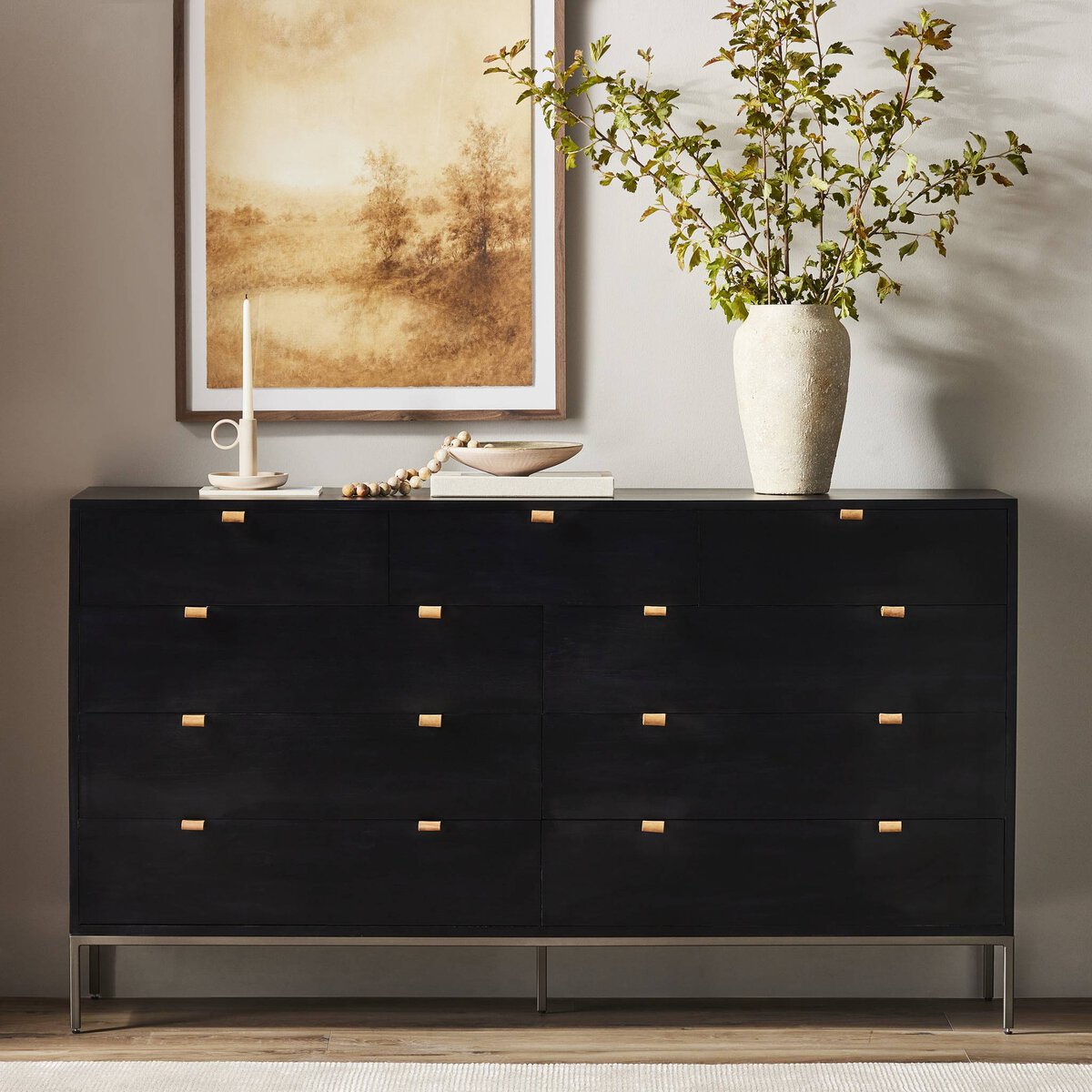 Marcel 70" 9 Drawer Dresser - Black Poplar