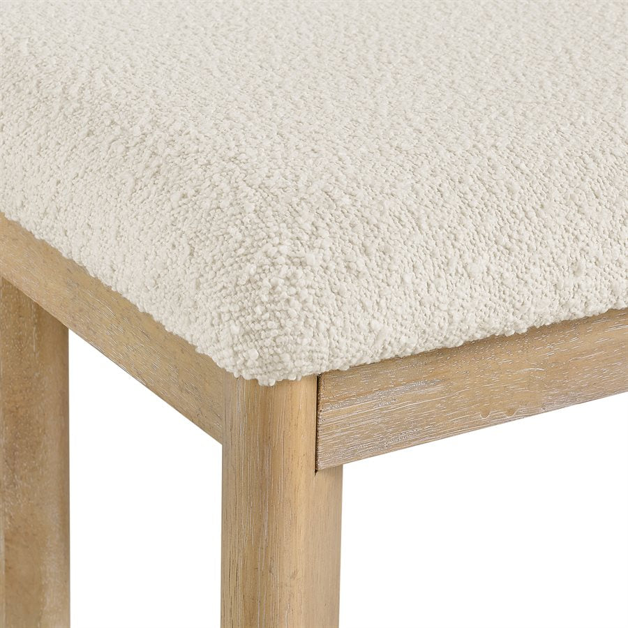 Simpsonville 64" Dining Bench - Amber Oak + Textured Cream Boucle