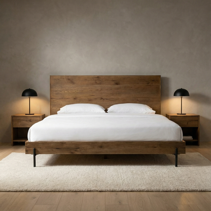 Easton 80" King Bed - Amber Oak + Dark Gunmetal