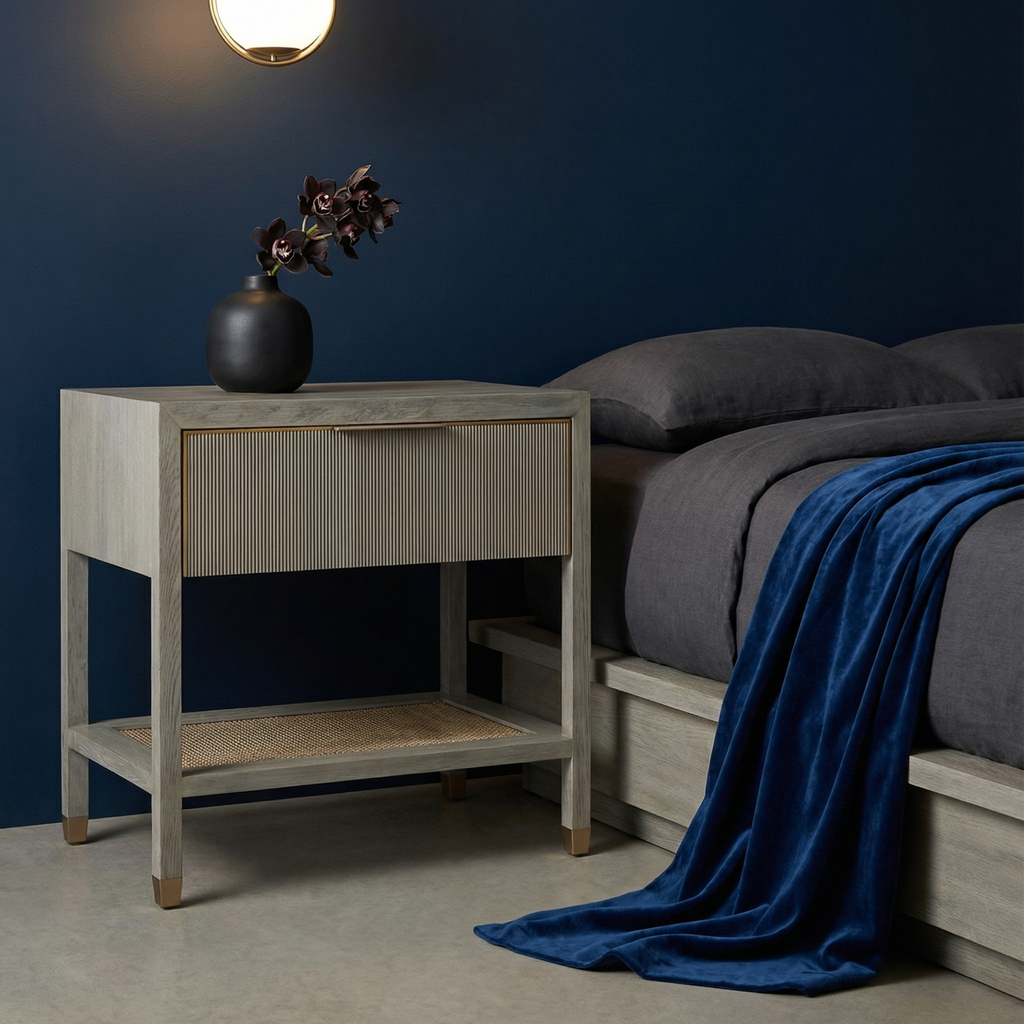 Elias 34" Single Drawer Nightstand - Brushed Smoke