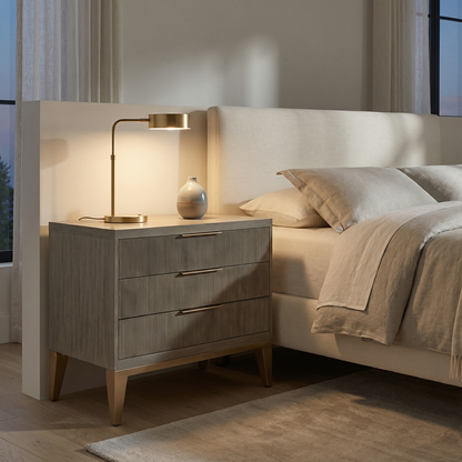 Elias 34" Three Drawer Nightstand - Brushed Smoke