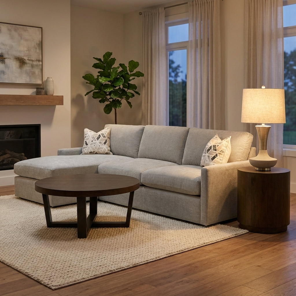 Ethan Express Ship 104" 2 Cushion Sofa + LAF Chaise - Performance Hazed Gray