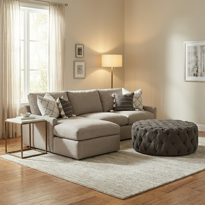 Ethan Quick Ship 104" 2 Cushion Sofa + LAF Chaise - Performance Oatmeal