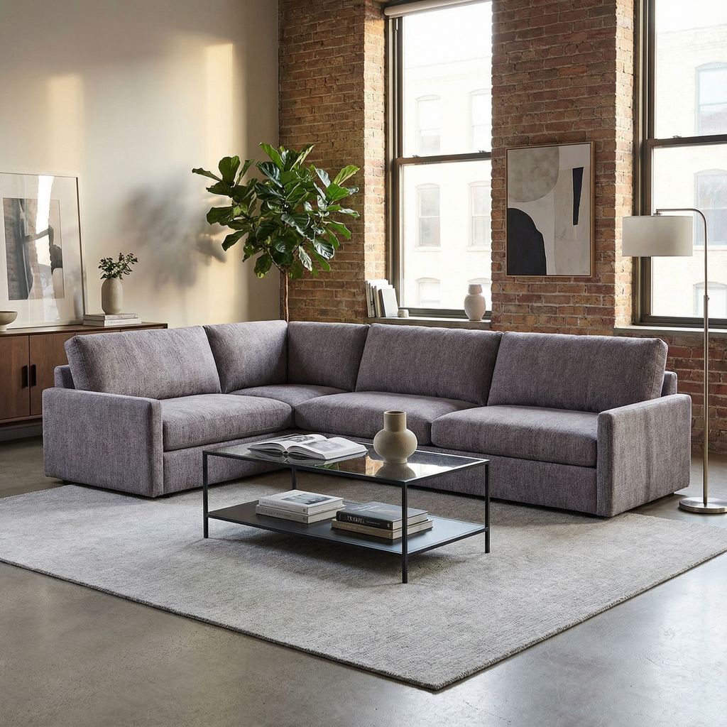 Ethan Quick Ship 107" x 103" 5 Trillium Cushion Sectional - Crypton Charcoal