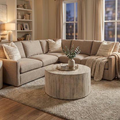 Ethan Luxe Express Ship 107" x 107" 5 Trillium Cushion Sectional - Performance Oatmeal