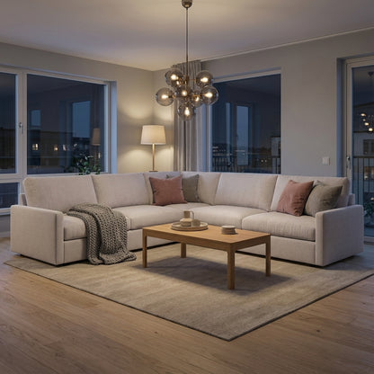 Ethan Quick Ship 131" x 117" 5 Trillium Cushion Sectional