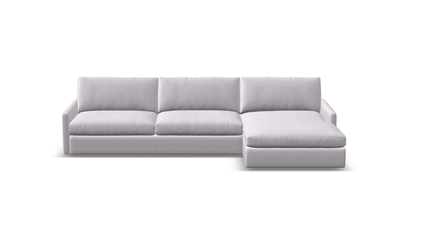 Ethan Quick Ship 139" 2 Trillium Cushion Sofa + Chaise - Crypton Quicksilver