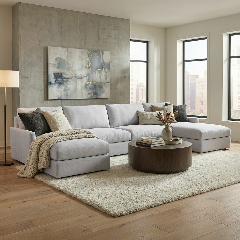 Ethan Express Ship 161" Trillium Cushion Dual Chaise Sectional