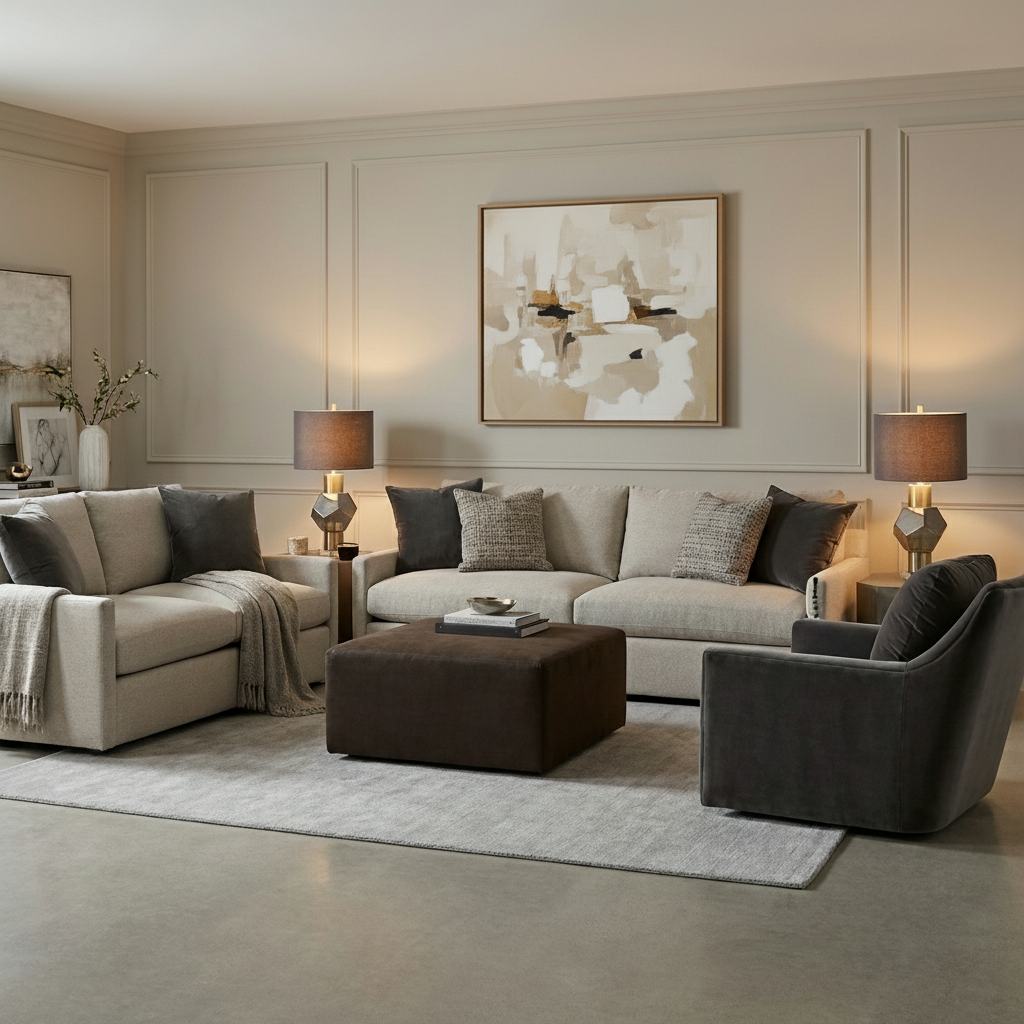 Ethan Quick Ship 71" 2 Trillium Cushion Loveseat - Textured Greige