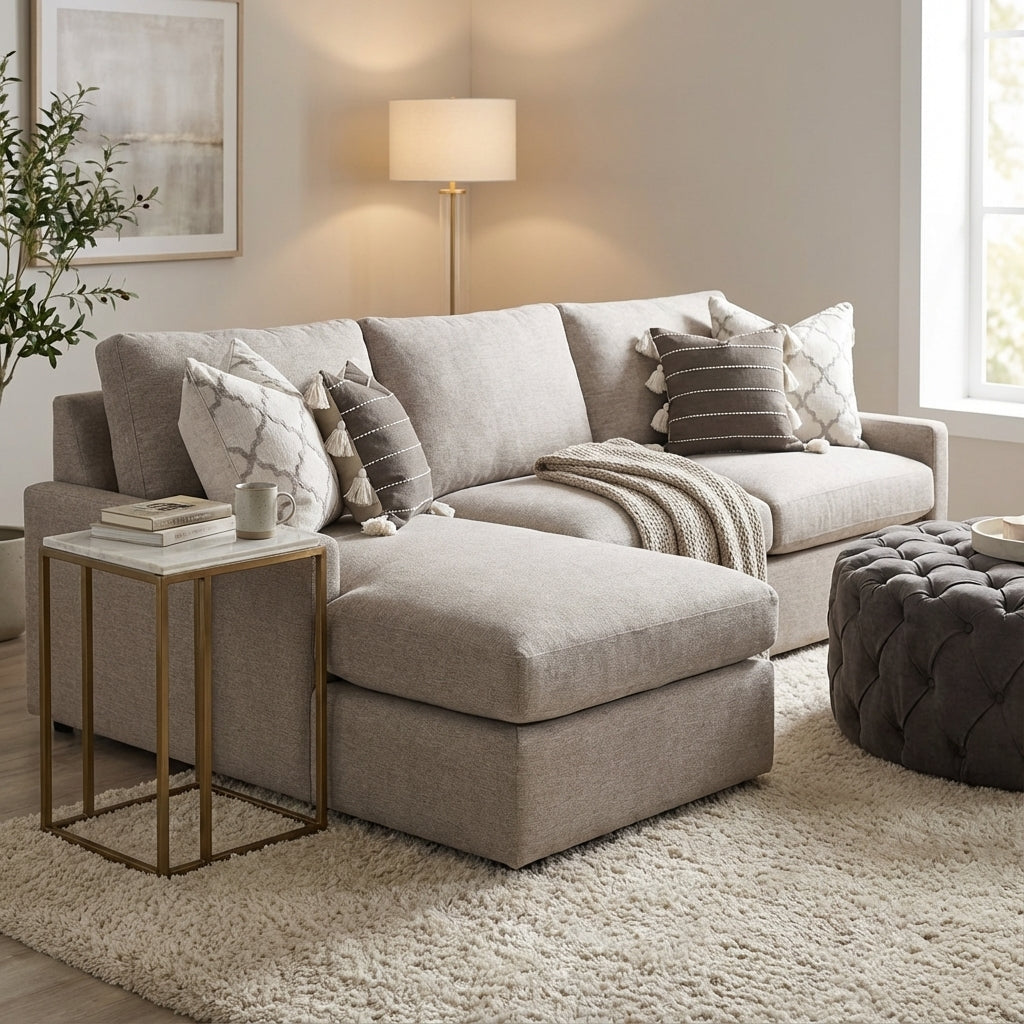 Ethan Luxe Express Ship 104" 2 Cushion Sofa + LAF Chaise - Performance Oatmeal