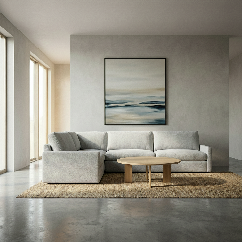 Ethan Luxe Express Ship 117" x 103" 5 Trillium Cushion Sectional - Crypton Natural Linen