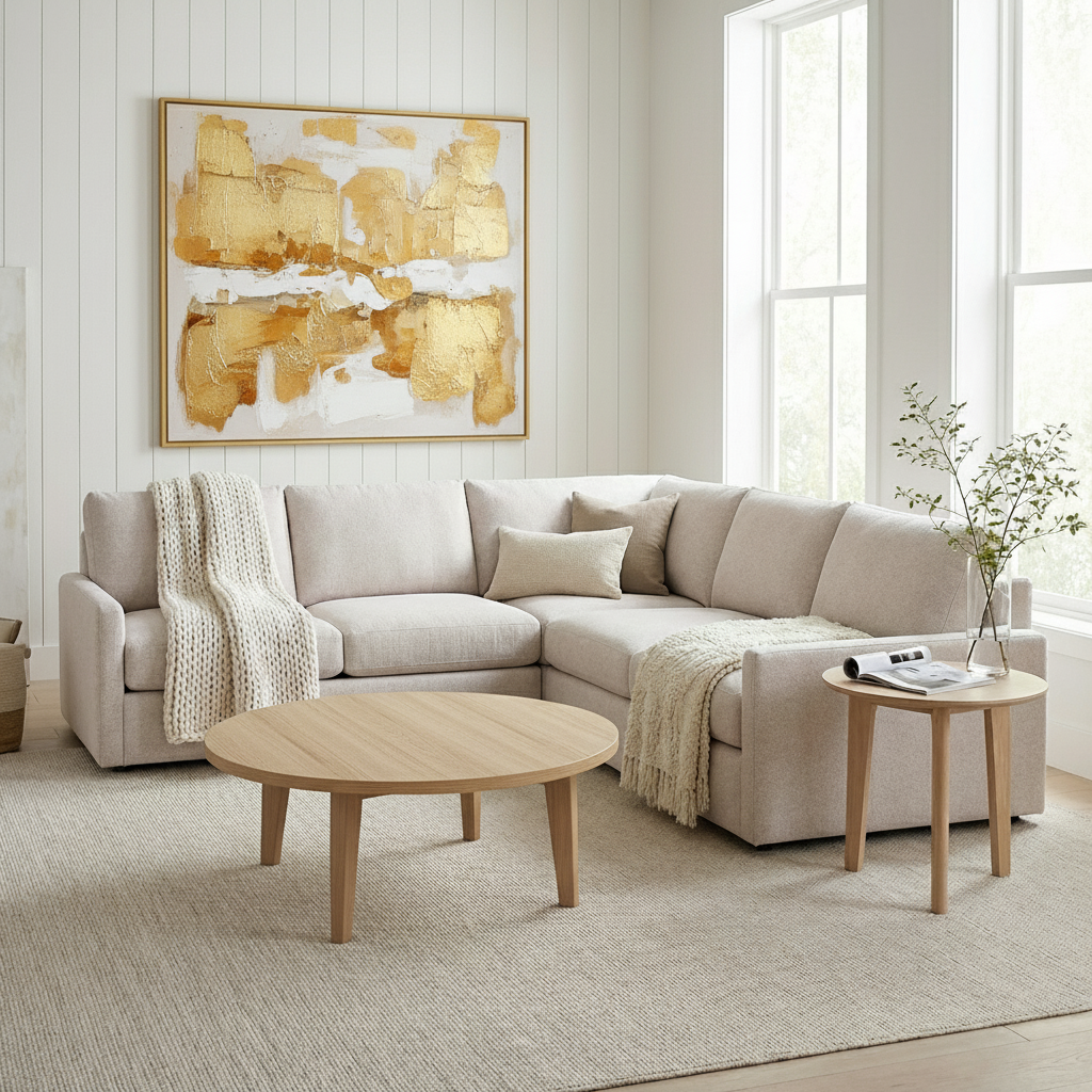 Ethan Luxe Express Ship 117" x 117" 5 Trillium Cushion Sectional