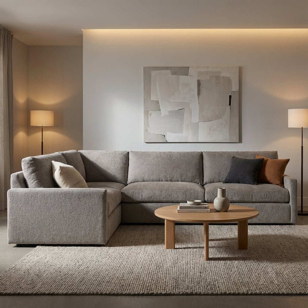 Ethan Luxe Express Ship 117" x 89" 5 Trillium Cushion Sectional