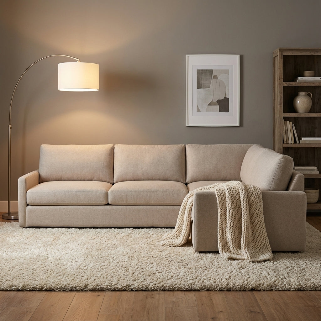 Ethan Luxe Express Ship 135" x 111" 5 Trillium Cushion Sectional