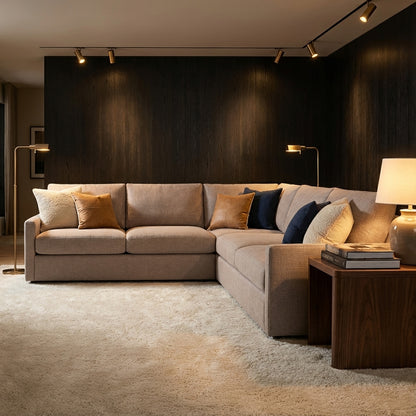 Ethan Luxe Express Ship 135" x 121" 5 Trillium Cushion Sectional