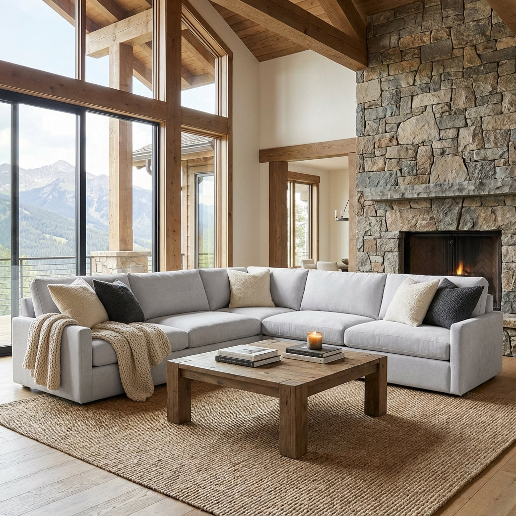 Ethan Luxe Express Ship 135" x 135" 5 Trillium Cushion Sectional