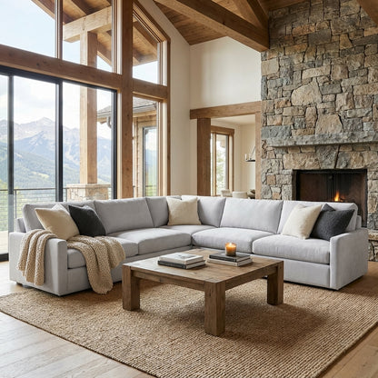 Ethan Luxe Express Ship 135" x 135" 5 Trillium Cushion Sectional