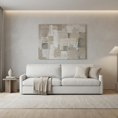 Ethan Luxe Express Ship 95" 2 Trillium Cushion Sofa + Kidney Pillow - Crypton Natural Linen