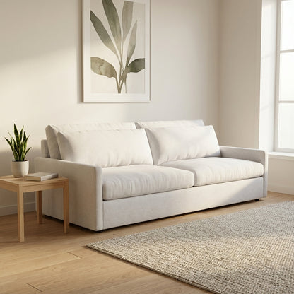 Ethan Luxe Express Ship 106" 2 Trillium Cushion Sofa + Kidney Pillow - Crypton Natural Linen