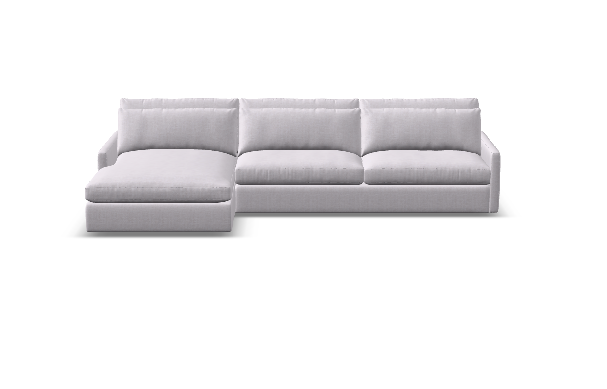 Ethan Luxe Express Ship 114" 2 Trillium Cushion Sofa + Chaise + Kidney Pillow - Crypton Quicksilver