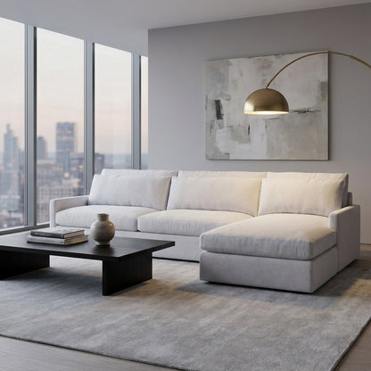 Ethan Luxe Express Ship 128" 2 Trillium Cushion Sofa + Chaise  + Kidney Pillows