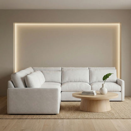 Ethan Luxe Express Ship 135" x 111" 5 Trillium Cushion Sectional + Kidney Pillow