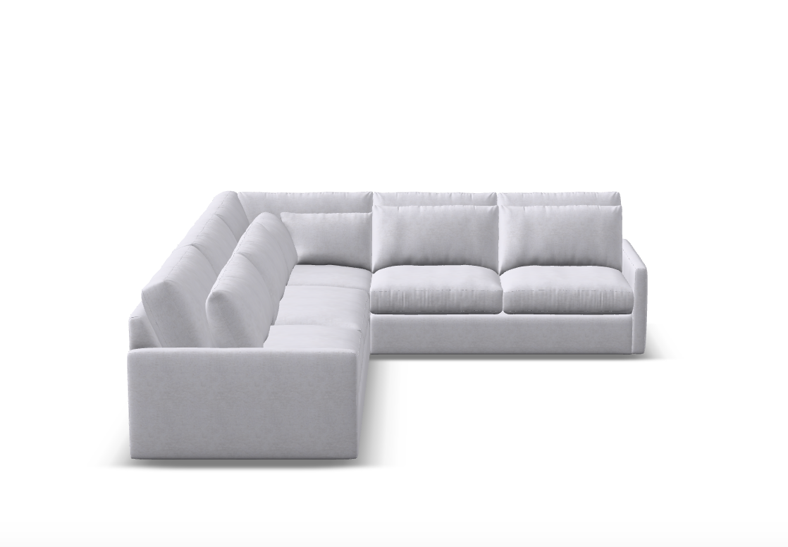 Ethan Luxe Express Ship 135" x 111" 5 Trillium Cushion Sectional + Kidney Pillow