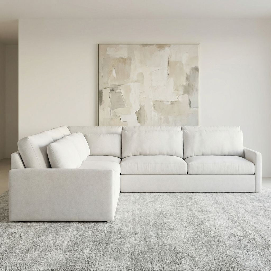 Ethan Luxe Express Ship 135" x 121" 5 Trillium Cushion Sectional + Kidney Pillow