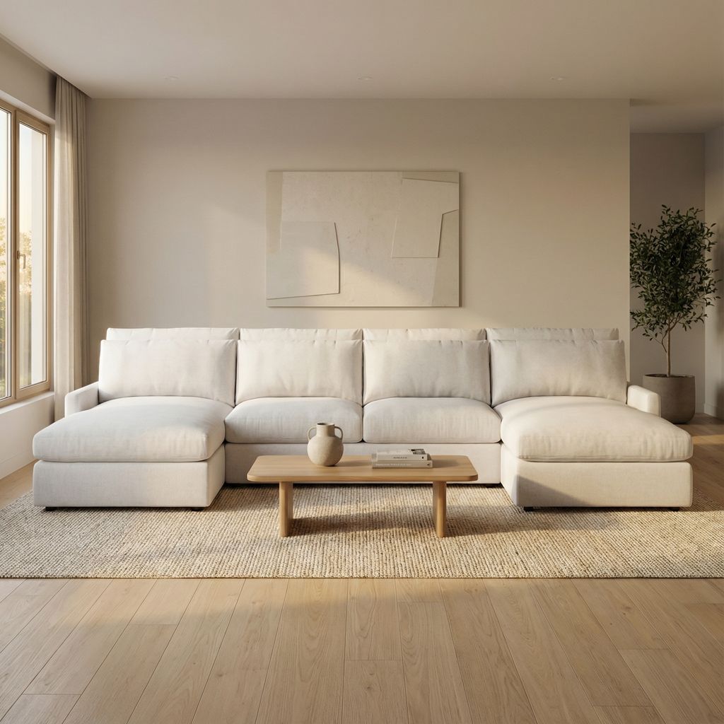 Ethan Luxe Express Ship 137" Trillium Cushion Dual Chaise Sectional + Kidney Pillow