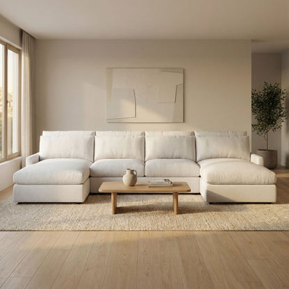 Ethan Luxe Express Ship 137" Trillium Cushion Dual Chaise Sectional + Kidney Pillow