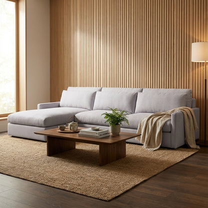 Ethan Luxe Express Ship 139" 2 Trillium Cushion Sofa + Chaise + Kidney Pillow - Crypton Quicksilver