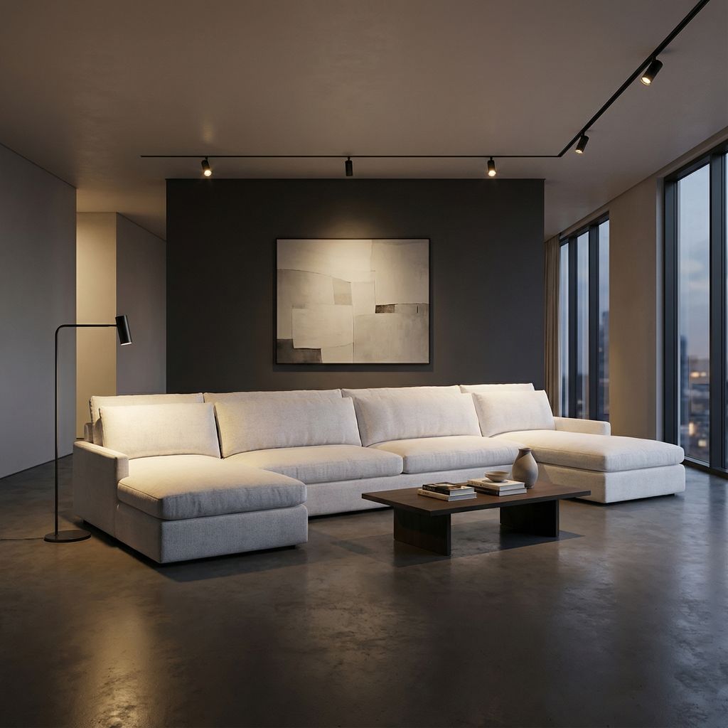 Ethan Luxe Express Ship 172" Trillium Cushion Dual Chaise Sectional + Kidney Pillow