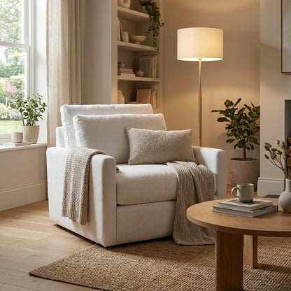 Ethan Luxe Express Ship 40" Occasional Chair + Kidney Pillow - Crypton Natural Linen