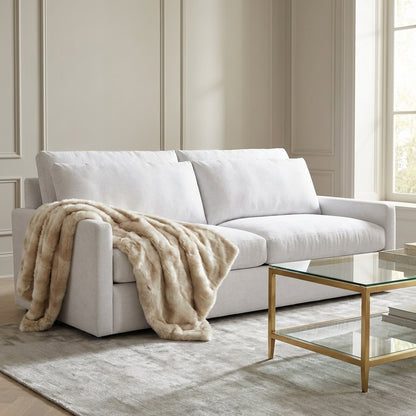 Ethan Luxe Express Ship 81" 2 Trillium Cushion Sofa + Kidney Pillow - Crypton Natural Linen