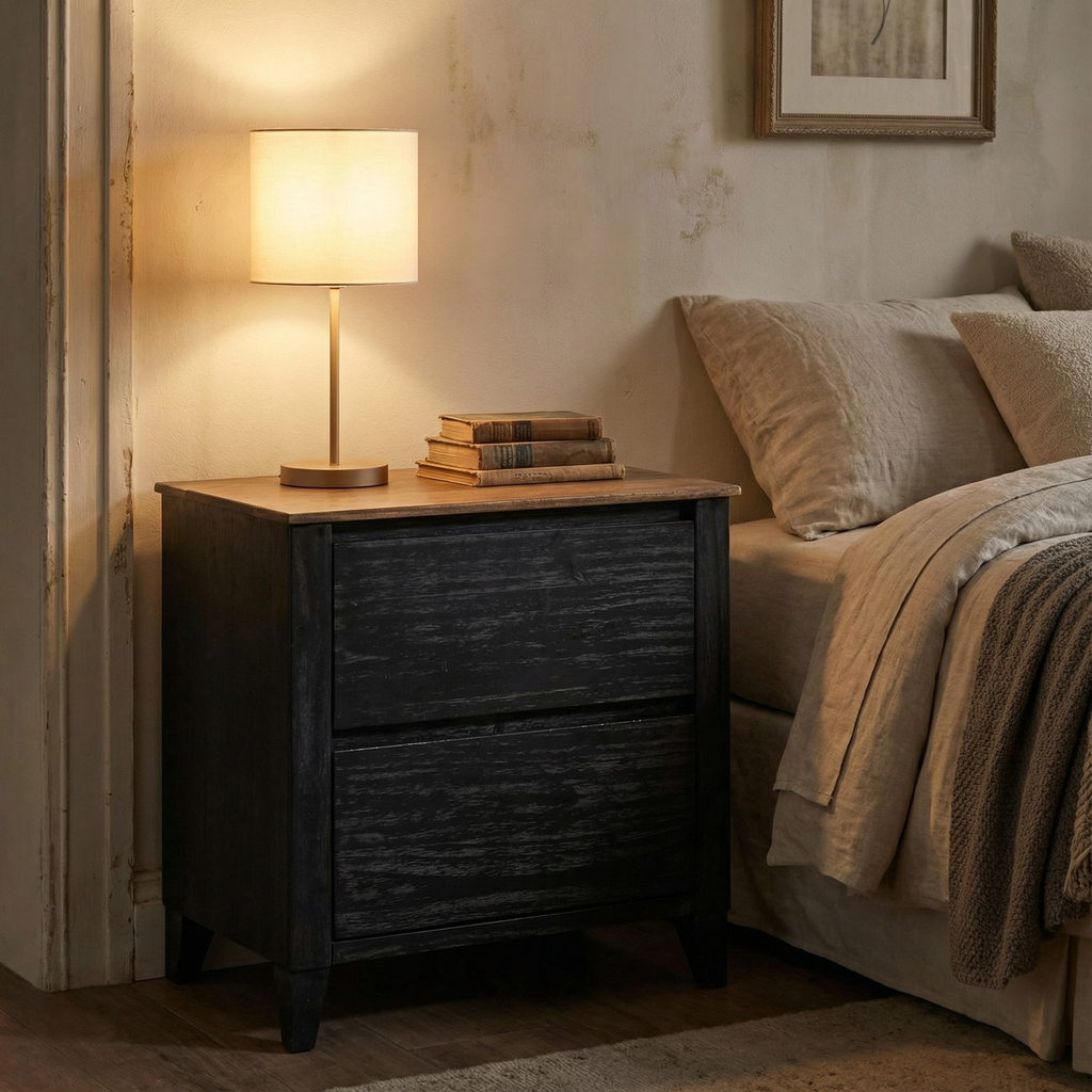 Etowah 27" Two Drawer Nightstand - Ebony