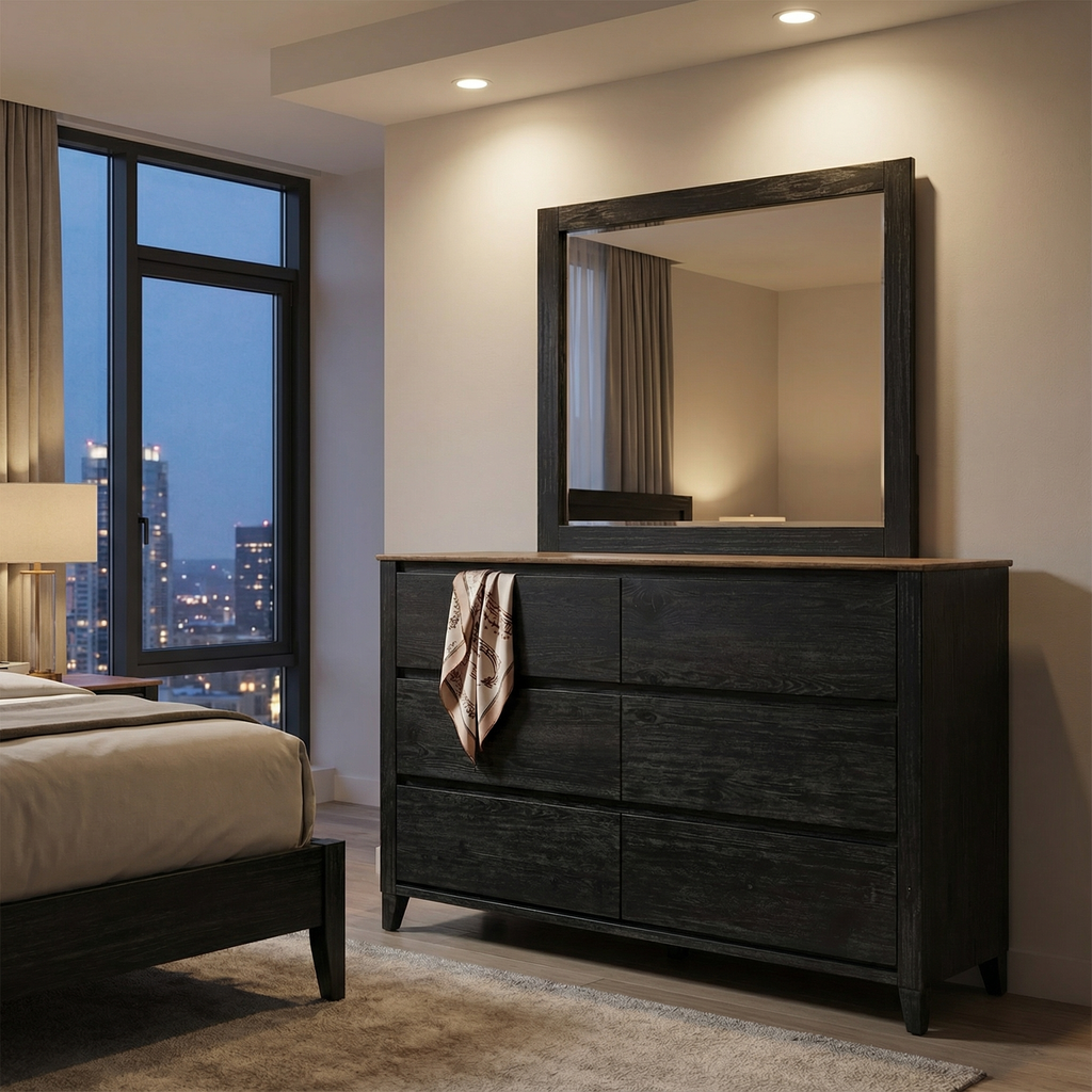 Etowah 61" 6 Drawer Dresser - Ebony