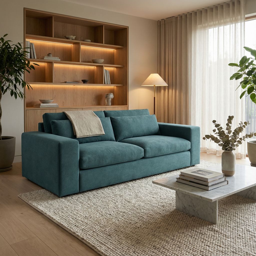 Everette Luxe Express Ship 93" 2 Trillium Cushion Sofa + Kidney Pillow