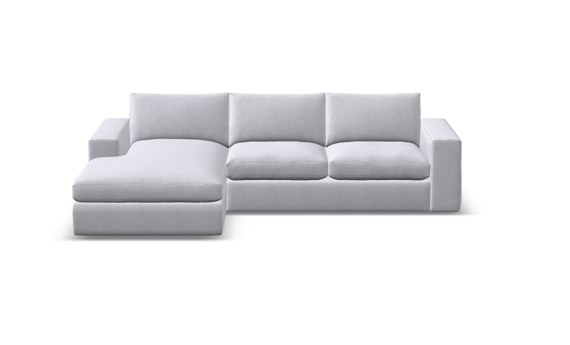 Everette Quick Ship Trillium Cushion 116" Sofa + LAF Chaise - Crypton Natural Linen