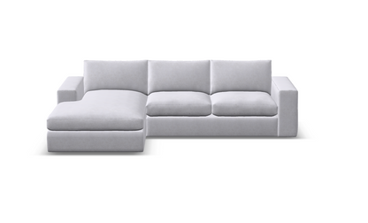 Everette Quick Ship Trillium Cushion 116" Sofa + LAF Chaise - Crypton Natural Linen