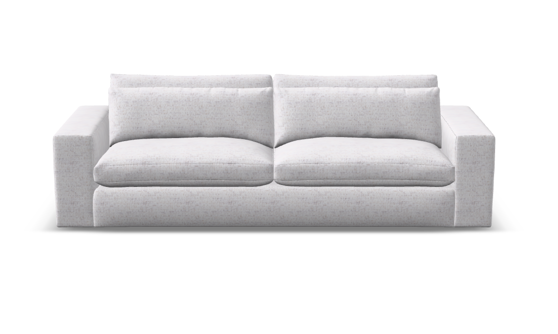 Everette Luxe Express Ship 107" 2 Trillium Cushion Sofa + Kidney Pillow